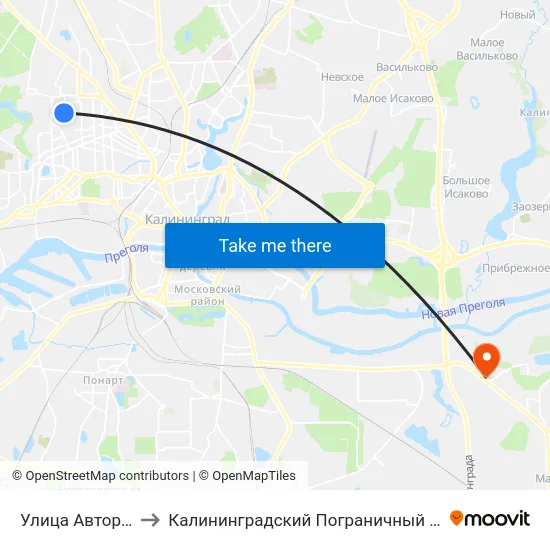 Улица Авторемонтная to Калининградский Пограничный Институт Фсб России map