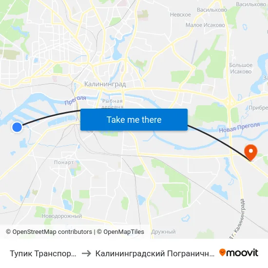 Тупик Транспортный (В Центр) to Калининградский Пограничный Институт Фсб России map