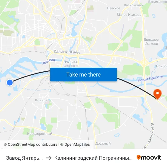 Завод Янтарь (Конечная) to Калининградский Пограничный Институт Фсб России map