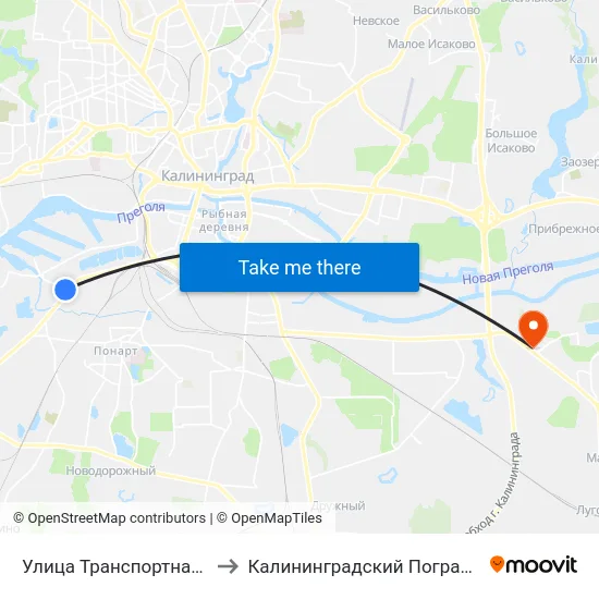 Улица Транспортная (На Ул. Транспортной) to Калининградский Пограничный Институт Фсб России map