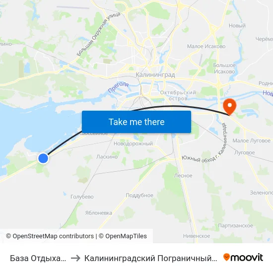 База Отдыха (В Центр) to Калининградский Пограничный Институт Фсб России map