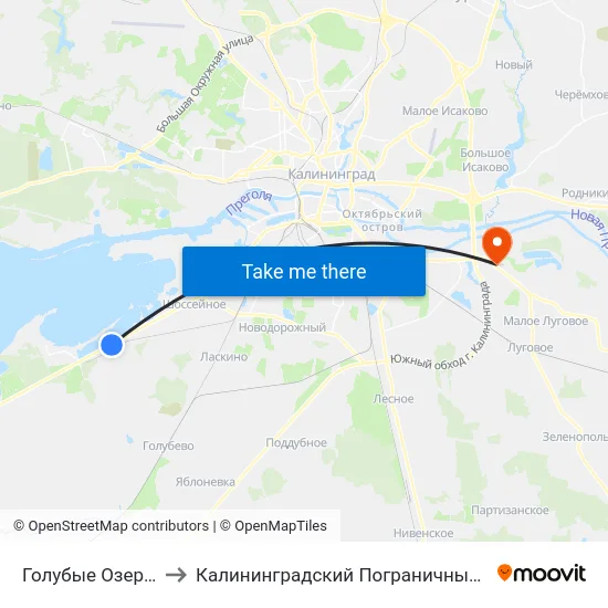 Голубые Озера (В Центр) to Калининградский Пограничный Институт Фсб России map