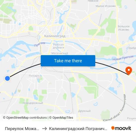 Переулок Можайский (В Центр) to Калининградский Пограничный Институт Фсб России map