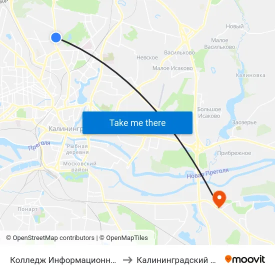 Колледж Информационных Технологий И Строительства (Из Центра) to Калининградский Пограничный Институт Фсб России map