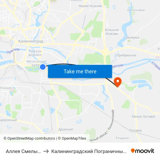Аллея Смелых (В Центр) to Калининградский Пограничный Институт Фсб России map