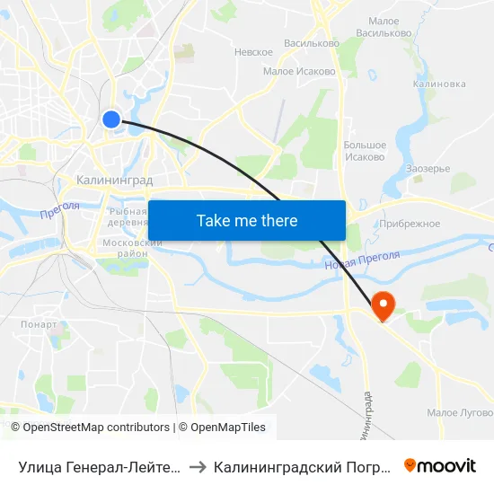 Улица Генерал-Лейтенанта Озерова (Из Центра) to Калининградский Пограничный Институт Фсб России map
