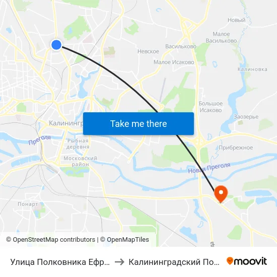 Улица Полковника Ефремова (На Ул. Гайдара, Из Центра) to Калининградский Пограничный Институт Фсб России map