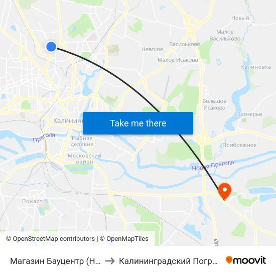 Магазин Бауцентр (На Ул. Согласия, Из Центра) to Калининградский Пограничный Институт Фсб России map