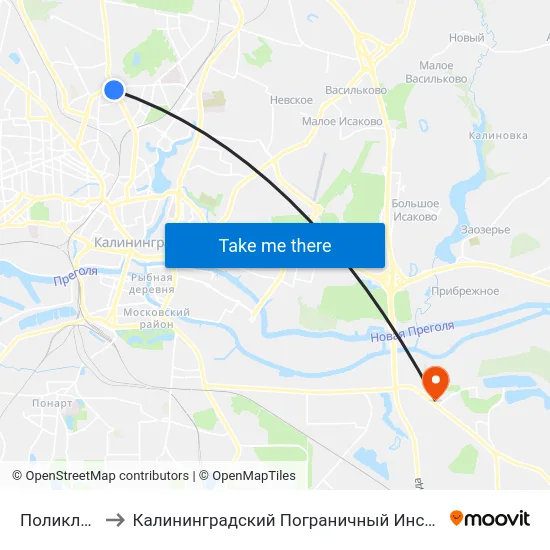Поликлиника to Калининградский Пограничный Институт Фсб России map