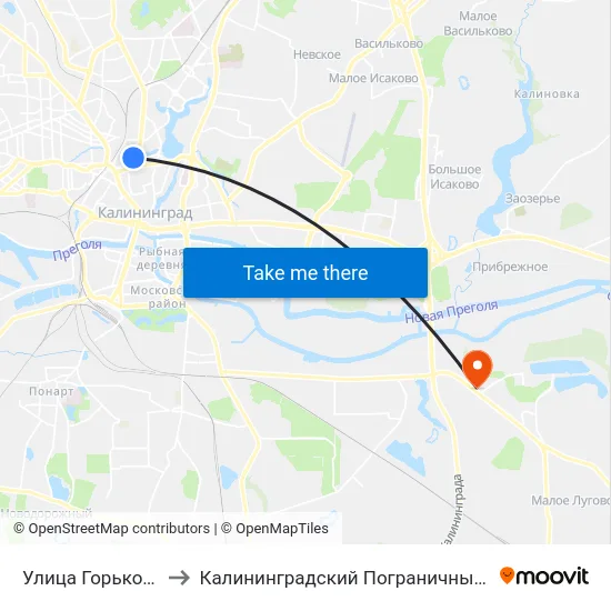Улица Горького (В Центр) to Калининградский Пограничный Институт Фсб России map