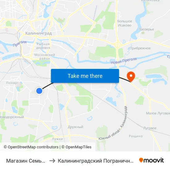 Магазин Семья (Из Центра) to Калининградский Пограничный Институт Фсб России map