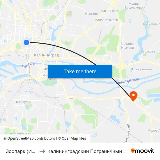 Зоопарк (Из Центра) to Калининградский Пограничный Институт Фсб России map