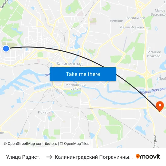Улица Радистов (В Центр) to Калининградский Пограничный Институт Фсб России map