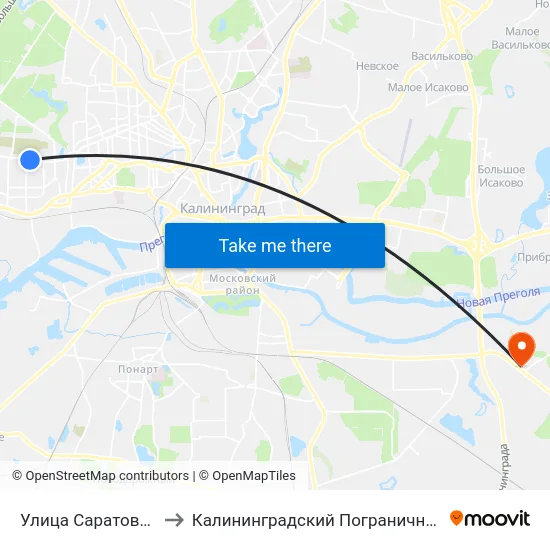 Улица Саратовская (В Центр) to Калининградский Пограничный Институт Фсб России map