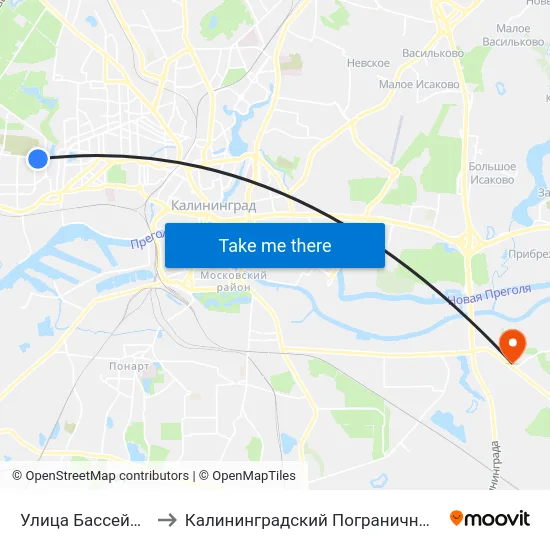Улица Бассейная (В Центр) to Калининградский Пограничный Институт Фсб России map