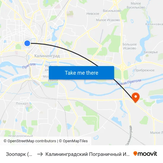 Зоопарк (В Центр) to Калининградский Пограничный Институт Фсб России map