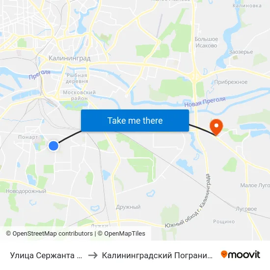 Улица Сержанта Щедина (В Центр) to Калининградский Пограничный Институт Фсб России map