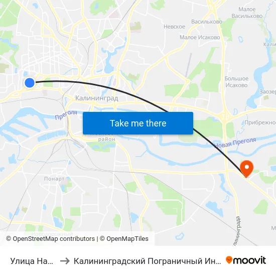 Улица Нахимова to Калининградский Пограничный Институт Фсб России map