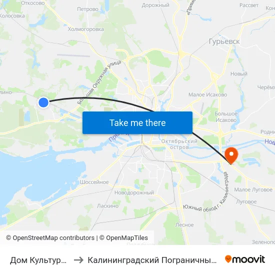 Дом Культуры (В Центр) to Калининградский Пограничный Институт Фсб России map