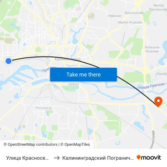 Улица Красносельская (В Центра) to Калининградский Пограничный Институт Фсб России map