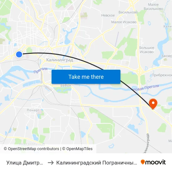 Улица Дмитрия Донского to Калининградский Пограничный Институт Фсб России map