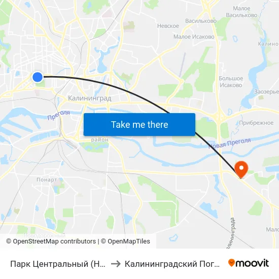 Парк Центральный (На Проспекте Победы, В Центр) to Калининградский Пограничный Институт Фсб России map