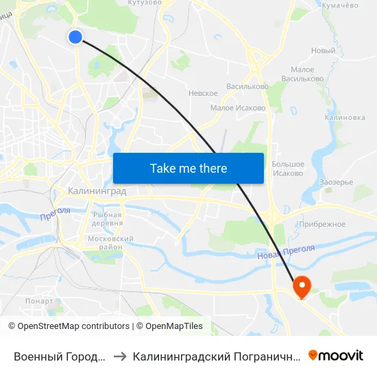 Военный Городок (Из Центра) to Калининградский Пограничный Институт Фсб России map