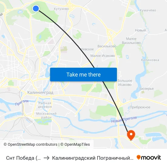 Снт Победа (Конечная) to Калининградский Пограничный Институт Фсб России map