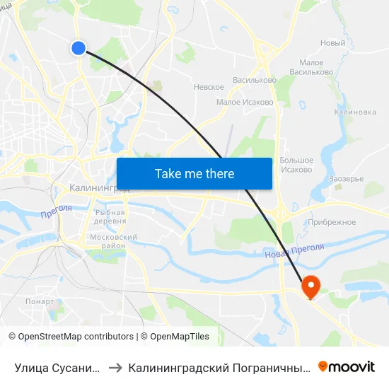 Улица Сусанина (В Центр) to Калининградский Пограничный Институт Фсб России map