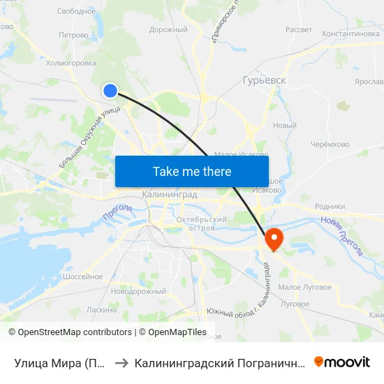 Улица Мира (По Требованию) to Калининградский Пограничный Институт Фсб России map