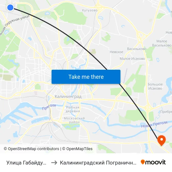 Улица Габайдулина (В Центр) to Калининградский Пограничный Институт Фсб России map