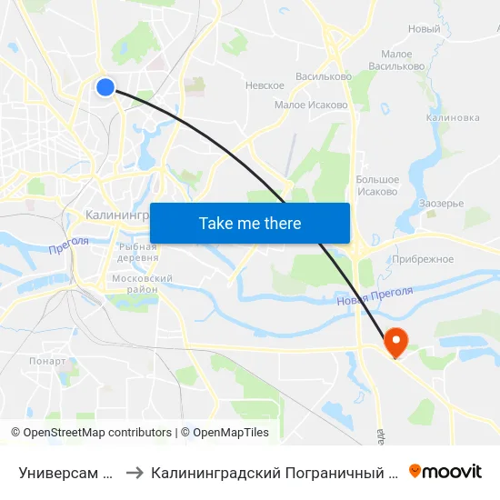Универсам Северный to Калининградский Пограничный Институт Фсб России map