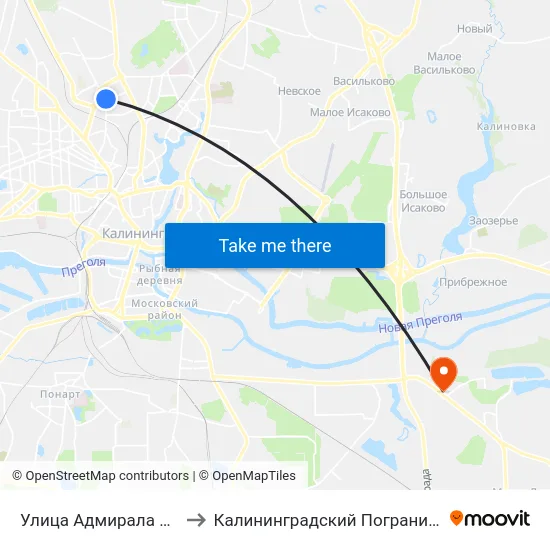 Улица Адмирала Макарова (В Центр) to Калининградский Пограничный Институт Фсб России map