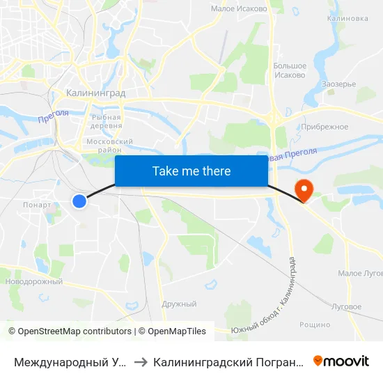 Международный Университет (В Центр) to Калининградский Пограничный Институт Фсб России map