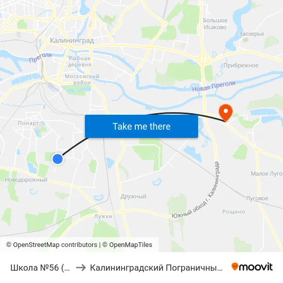 Школа №56 (Из Центра) to Калининградский Пограничный Институт Фсб России map