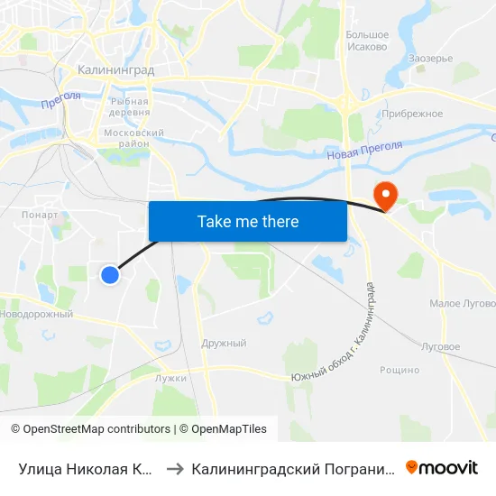 Улица Николая Карамзина (В Центр) to Калининградский Пограничный Институт Фсб России map