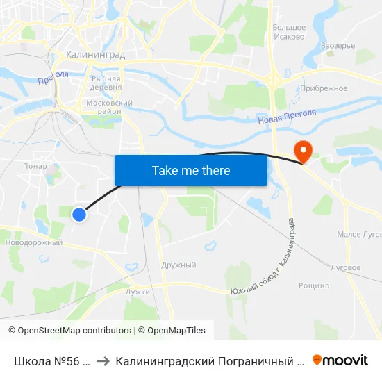 Школа №56 (В Центр) to Калининградский Пограничный Институт Фсб России map