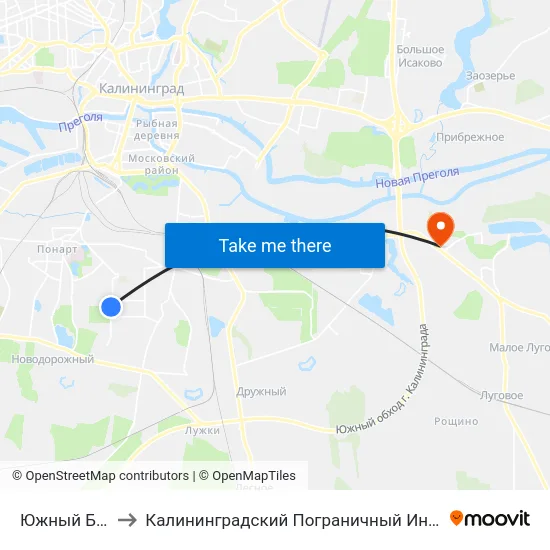 Южный Бульвар to Калининградский Пограничный Институт Фсб России map