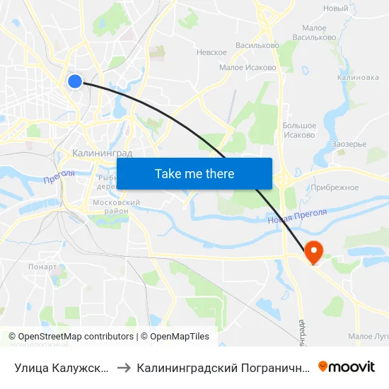 Улица Калужская (Из Центра) to Калининградский Пограничный Институт Фсб России map