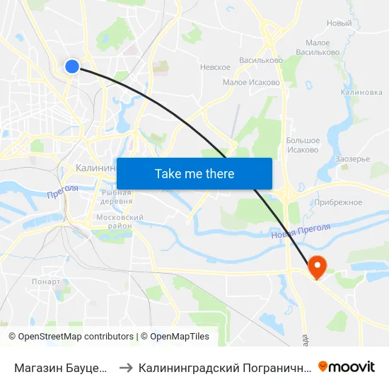 Магазин Бауцентр (Из Центра) to Калининградский Пограничный Институт Фсб России map