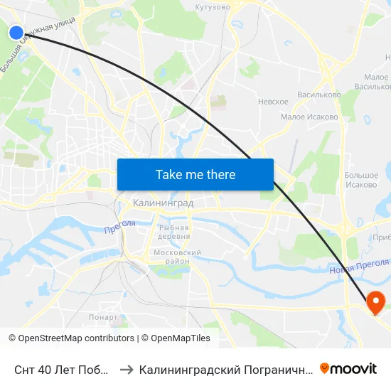 Снт 40 Лет Победы (Конечная) to Калининградский Пограничный Институт Фсб России map