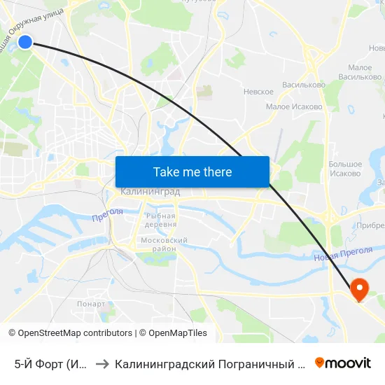 5-Й Форт (Из Центра) to Калининградский Пограничный Институт Фсб России map