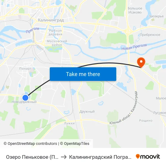 Озеро Пеньковое (По Требованию, В Центр) to Калининградский Пограничный Институт Фсб России map