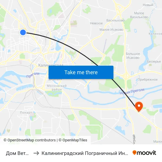 Дом Ветеранов to Калининградский Пограничный Институт Фсб России map