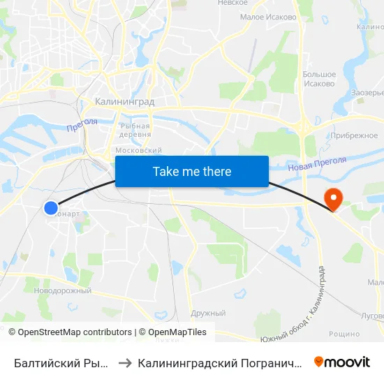 Балтийский Рынок (Из Центра) to Калининградский Пограничный Институт Фсб России map