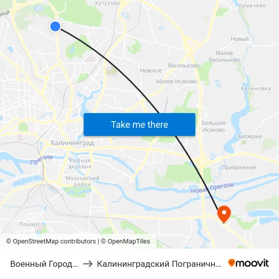 Военный Городок (Конечная) to Калининградский Пограничный Институт Фсб России map