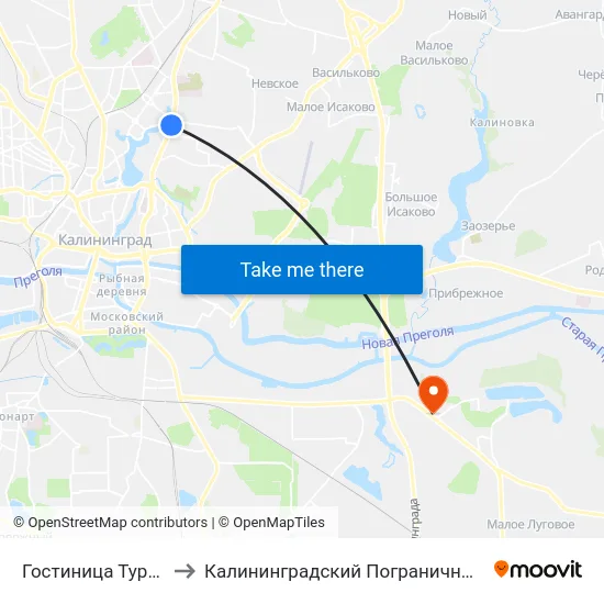 Гостиница Турист (В Центр) to Калининградский Пограничный Институт Фсб России map