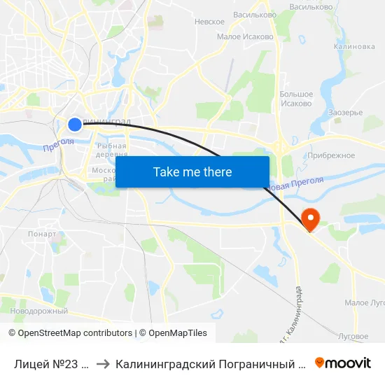 Лицей №23 (В Центр) to Калининградский Пограничный Институт Фсб России map