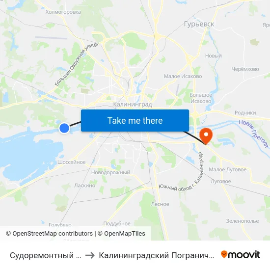 Судоремонтный Завод (В Центр) to Калининградский Пограничный Институт Фсб России map