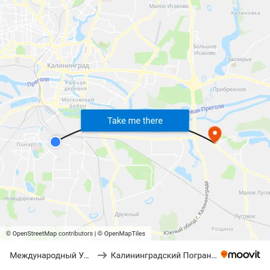 Международный Университет (Из Центра) to Калининградский Пограничный Институт Фсб России map